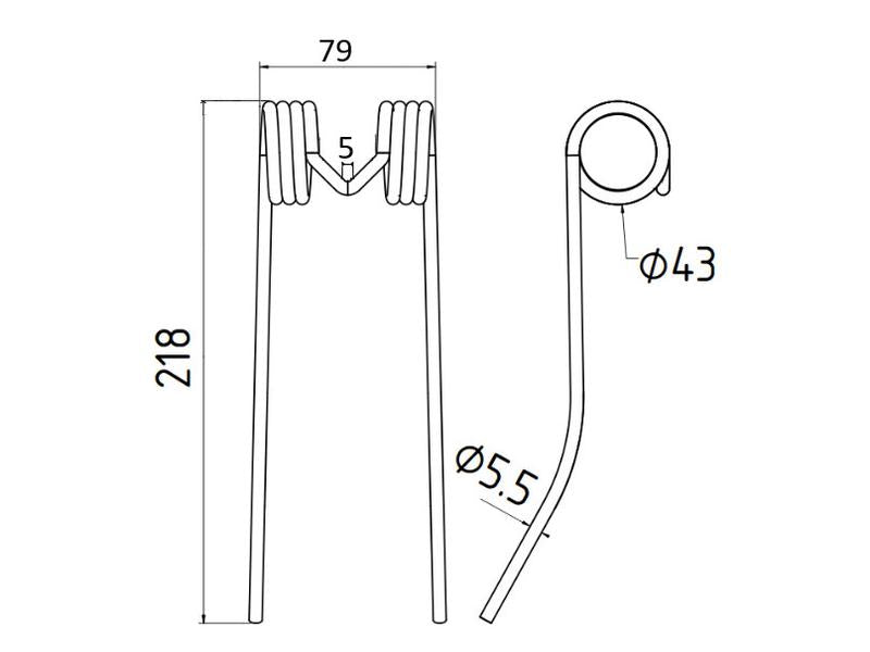 Mola Comp:220mm, Larg:78mm, Ø5mm - para Massey Ferguson Aplicavel em: 1053394M1 (S.77771)