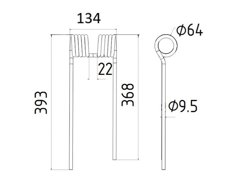 Mola - Dt. - Comp:393mm, Larg:131mm, Ø9.5mm - para Krone Aplicavel em: 1530141 (S.77773)