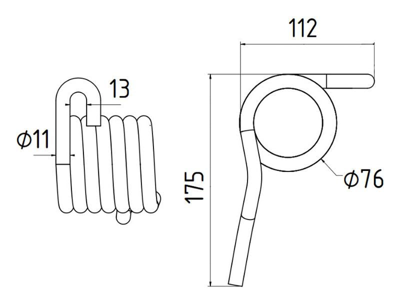 Mola - Esq. - Comp:175mm, Larg:14mm, Ø11mm - para Vicon, Rivierre Casalis Aplicavel em: 90036182 (S.77902)