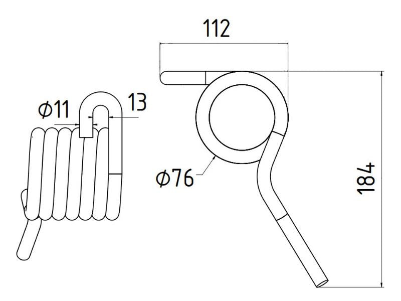 Mola - Dt. - Comp:184mm, Larg:14mm, Ø11mm - para Vicon, Rivierre Casalis Aplicavel em: 90036183 (S.77903)