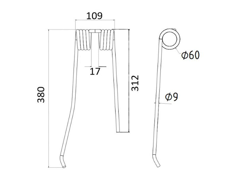 Mola - Dt. - Comp:368mm, Larg:111mm, Ø9mm - para Lely Aplicavel em: 73135 (S.78057)