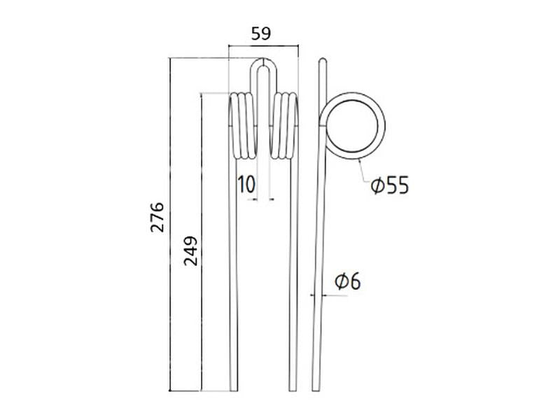 Mola Comp:275mm, Larg:60mm, Ø5.9mm - para Kongskilde Aplicavel em: 5034 (S.78061)