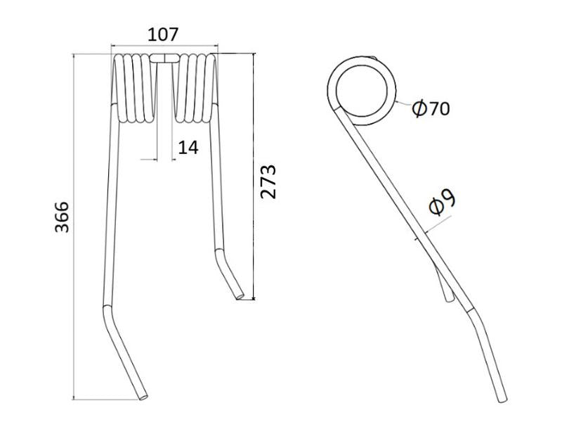 Mola - Dt. - Comp:360mm, Larg:105mm, Ø9mm - para JF Aplicavel em: 14330200 (S.78062)
