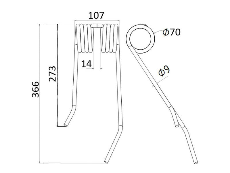 Mola - Esq. - Comp:360mm, Larg:105mm, Ø9mm - para JF Aplicavel em: 14330201 (S.78063)