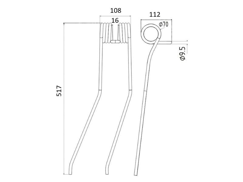 Mola - Esq./Dt. - Comp:517mm, Larg:108mm, Ø9.5mm - para Kuhn Aplicavel em: 57644010 (S.78112)