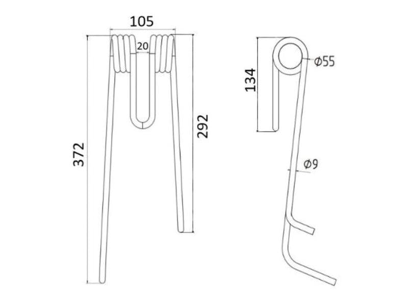 Mola - Dt. - Comp:372mm, Larg:105mm, Ø9mm - para Lely Aplicavel em: 4101500680 (S.78121)