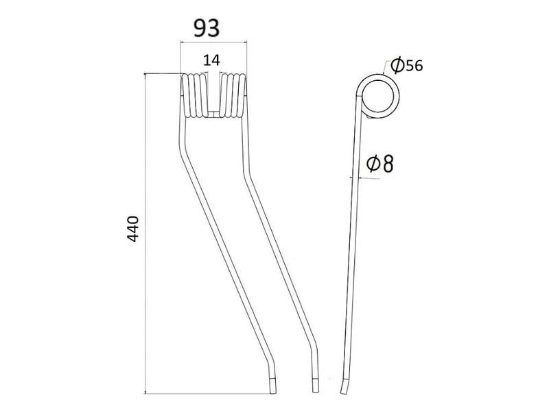 Mola - Dt. - Comp:441mm, Larg:92mm, Ø8mm - para Fella, New Holland, Stoll Aplicavel em: 539281 (S.78177)