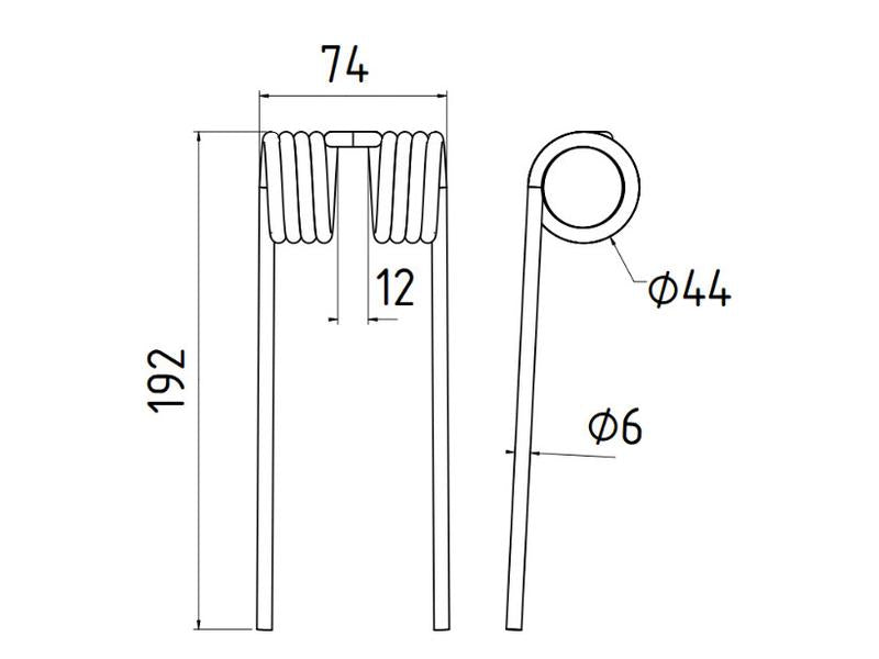 Mola Comp:192mm, Larg:74mm, Ø6mm - para John Deere Aplicavel em: CC103854 (S.78219)