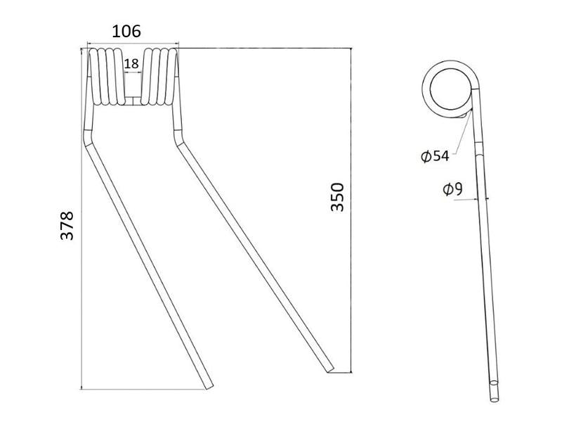 Mola - Dt. - Comp:378mm, Larg:106mm, Ø9mm - para Fella Aplicavel em: 487133 (S.78937)