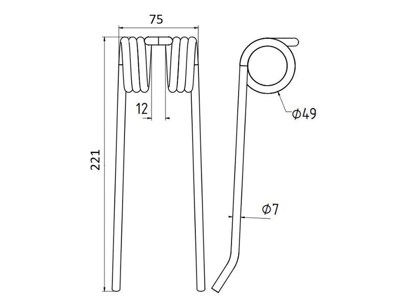 Mola Comp:221mm, Larg:75mm, Ø7mm - para Rivierre Casalis, Vicon Aplicavel em: 18608684 (S.78966)