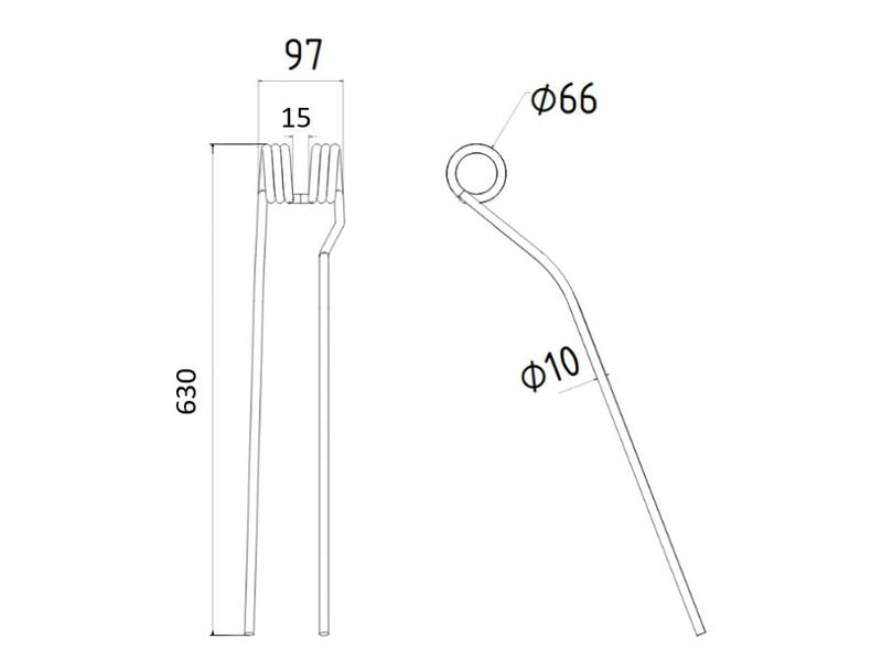 Mola - Dt. - Comp:630mm, Larg:97mm, Ø10mm - para Krone Aplicavel em: 2650620 (S.79222)