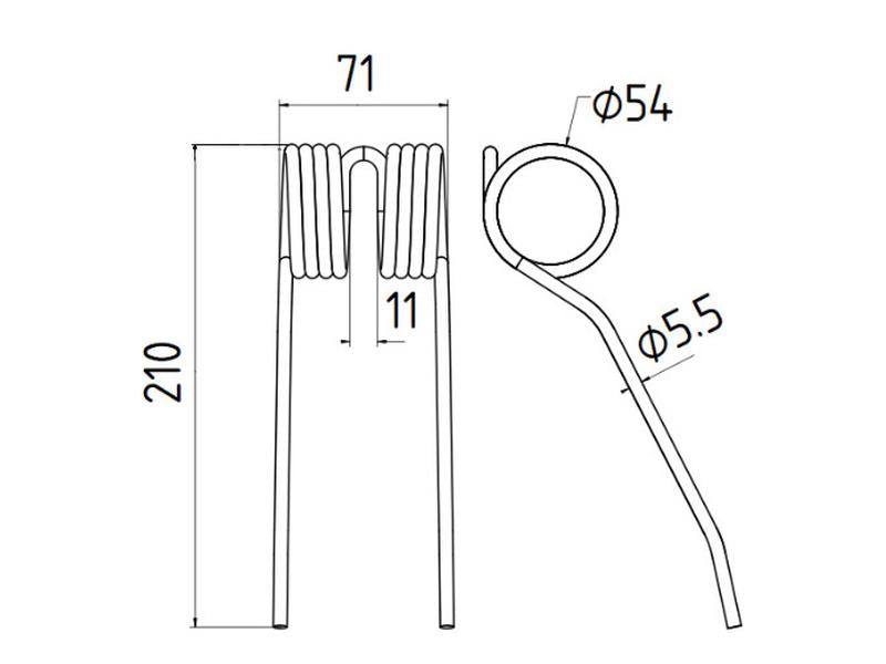 Mola Comp:210mm, Larg:71mm, Ø5.5mm - para New Holland, Massey Ferguson, Challenger Aplicavel em: 700728401 (S.79437)