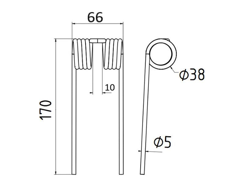 Mola Comp:170mm, Larg:66mm, Ø5mm - para Vicon, Case IH Aplicavel em: 16618868 (S.79620)
