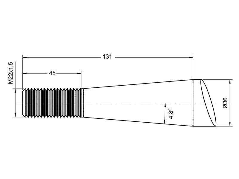 Bico - Direita 1000mm, Tamanho da rosca: M22 x 1.50 (H - fluted) (S.79759)