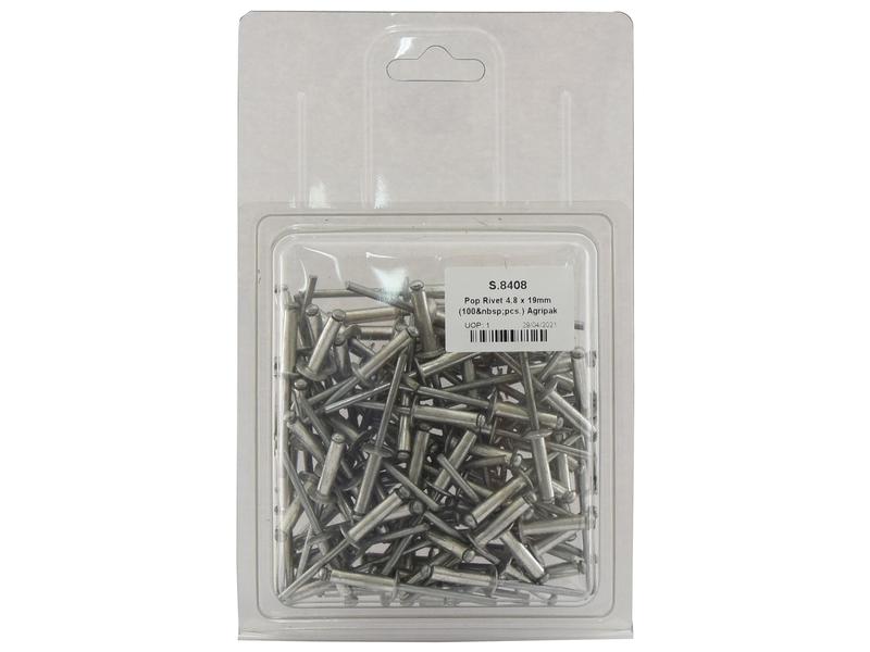 Agripak 100 un. Rebites POP 4.8 x 19mm (S.8408)