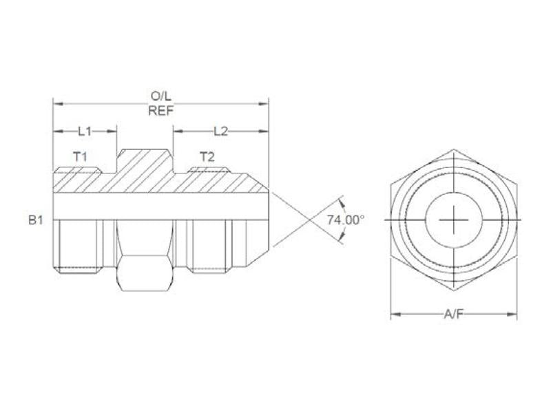 Adaptador hidráulico 3/4'' UNF Macho x 3/4'' JIC Macho (S.8565)