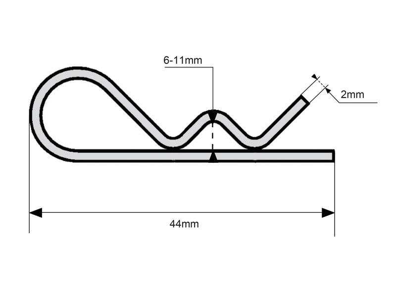 Cavilha tipo R Ø2mm x 44mm (S.8)