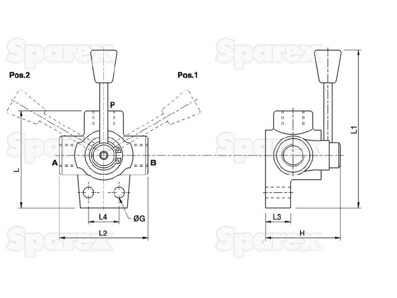 MARCHESINI Válvula rotativa hidráulica - desviador de 3 portas 3/8'' BSP (60 L/min Taxa de fluxo) (S.101600)