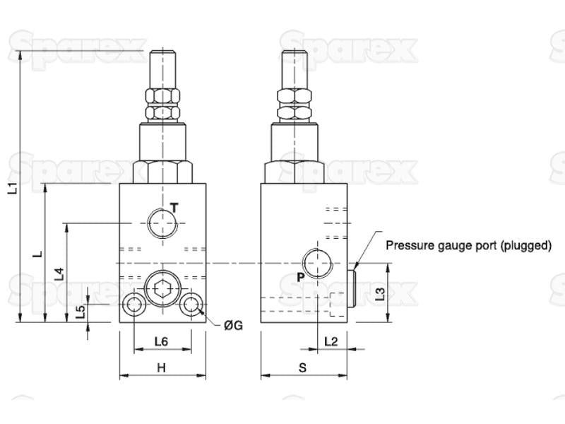 MARCHESINI Válvula de sobrepressão hidráulica - de ação direta 3/8'' BSP (45 L/min Taxa de fluxo) (S.101615)