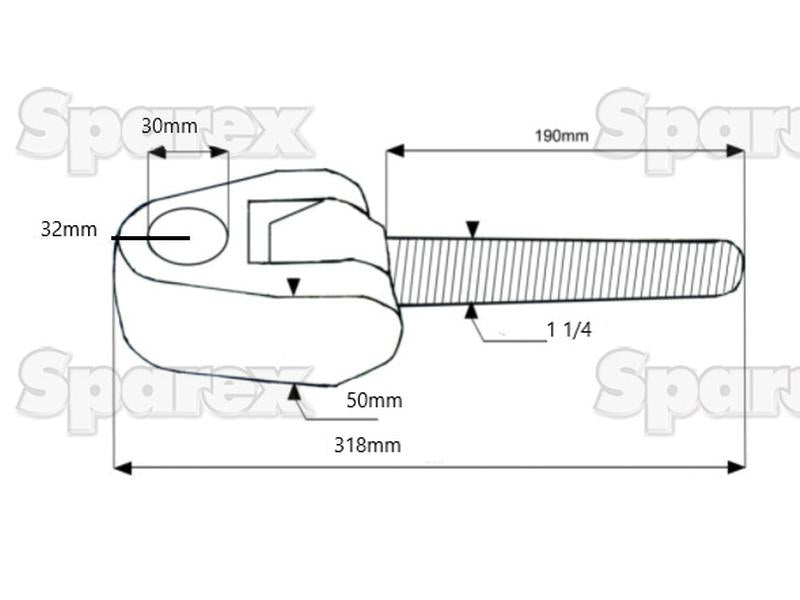 Articulação 3° ponto - Cat.30mm - Tamanho da rosca: 1 1/4'' - Direito (S.10296)