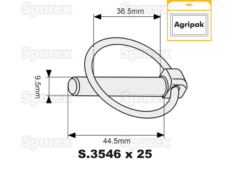 Cavilha de mola Ø9.5mm x 44.5mm (25 un Agripak) (S.10521)