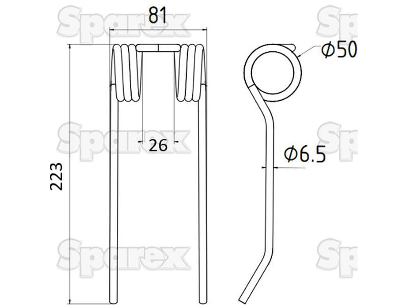 Mola Comprimento:223mm, Largura:81mm, Ø6.5mm - Acessorios para Idass, BMV Aplicavel em: 802050 (S.106215)