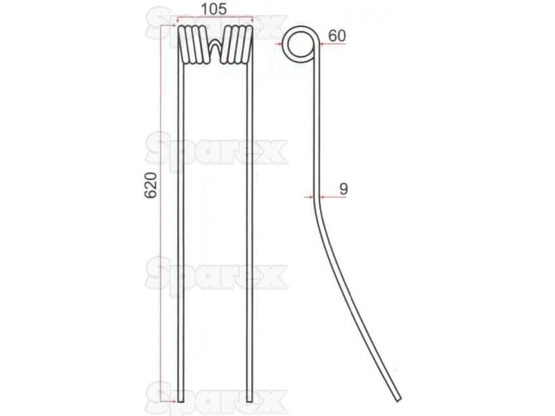 Mola Comprimento:620mm, Largura:105mm, Ø9mm - Acessorios para Daros Aplicavel em: 6900220 (S.106221)