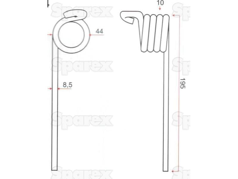 Mola Comprimento:195mm, Largura Ø8.5mm - Acessorios para John Deere Aplicavel em: CC50764 (S.106243)