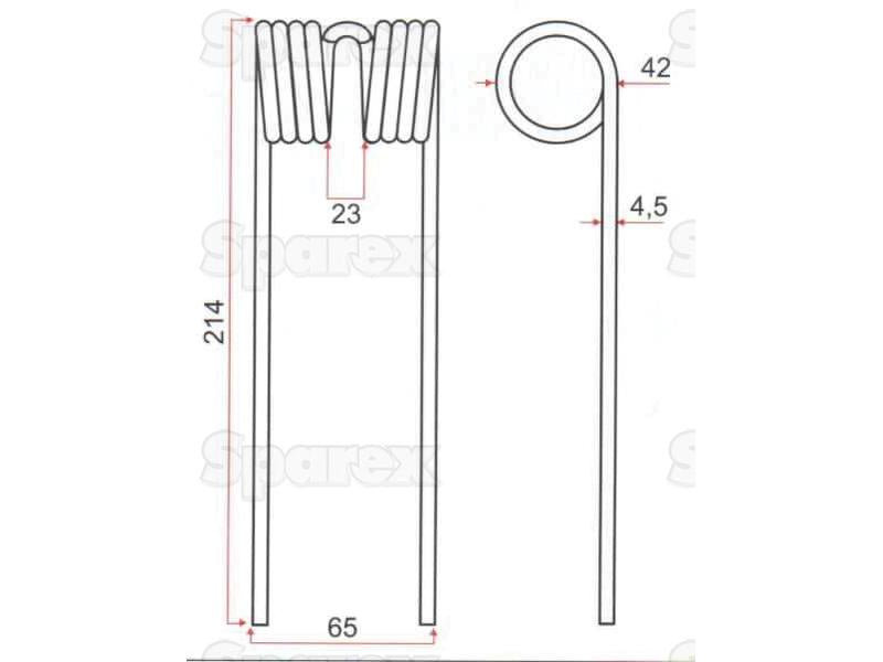 Mola Comprimento:214mm, Largura:65mm, Ø4.5mm - Acessorios para John Deere Aplicavel em: E41833 (S.106247)