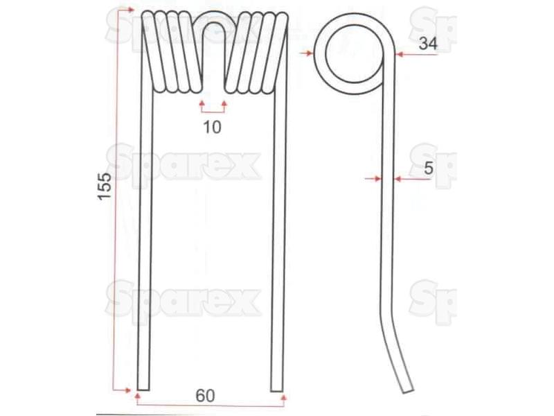 Mola Comprimento:155mm, Largura:60mm, Ø5mm - Acessorios para Mengelle Aplicavel em: 02049217 (S.106259)