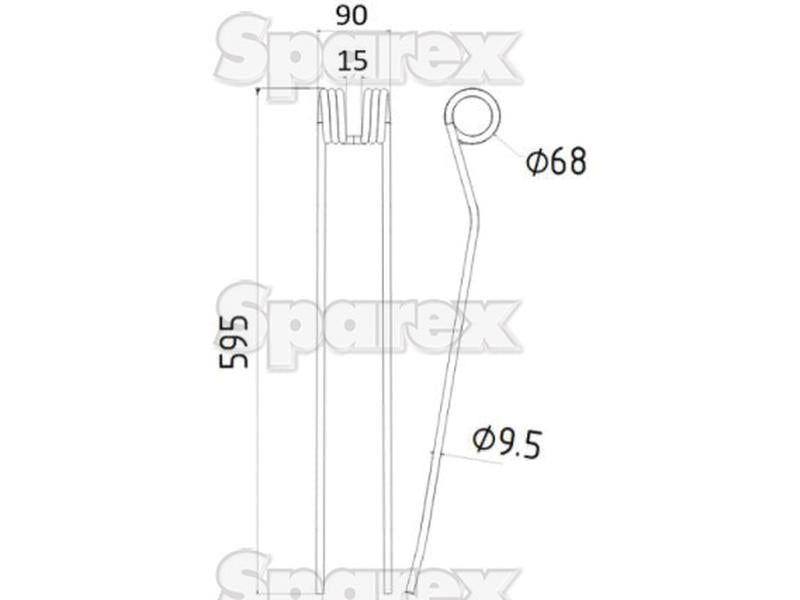 Mola Comprimento:595mm, Largura:90mm, Ø9.5mm - Acessorios para Claas Aplicavel em: 9557100 (S.106282)