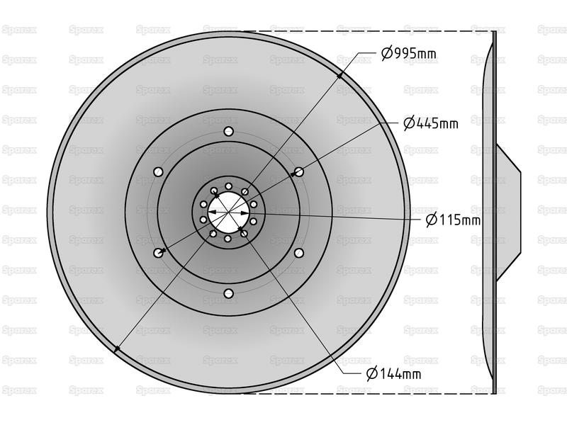 Disco - OD :995mm, - Acessorios para PZ, Deutz-Fahr, Taarup, Vicon Aplicavel em: ET-049 (S.110587)