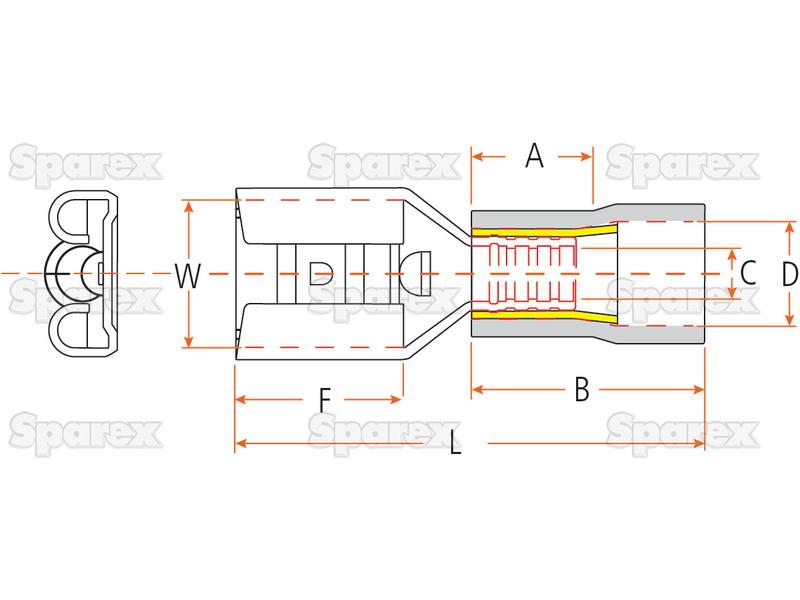 Terminal, Aperto Standard - Fêmea, 9.5mm, Amarela (4.0 - 6.0mm) (S.11181)