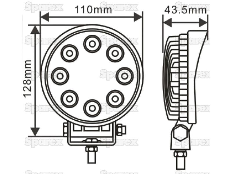 LED Farol, CISPR 25: Class 1, 1840 Lumens, 10-30V (S.112524)