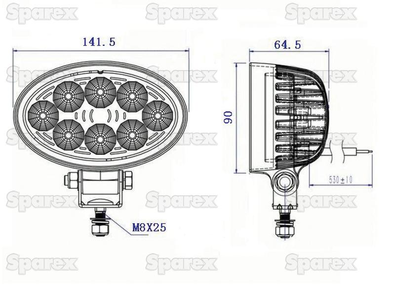 LED Farol, CISPR 25: Class 1, 3000 Lumens, 10-30V (S.112527)