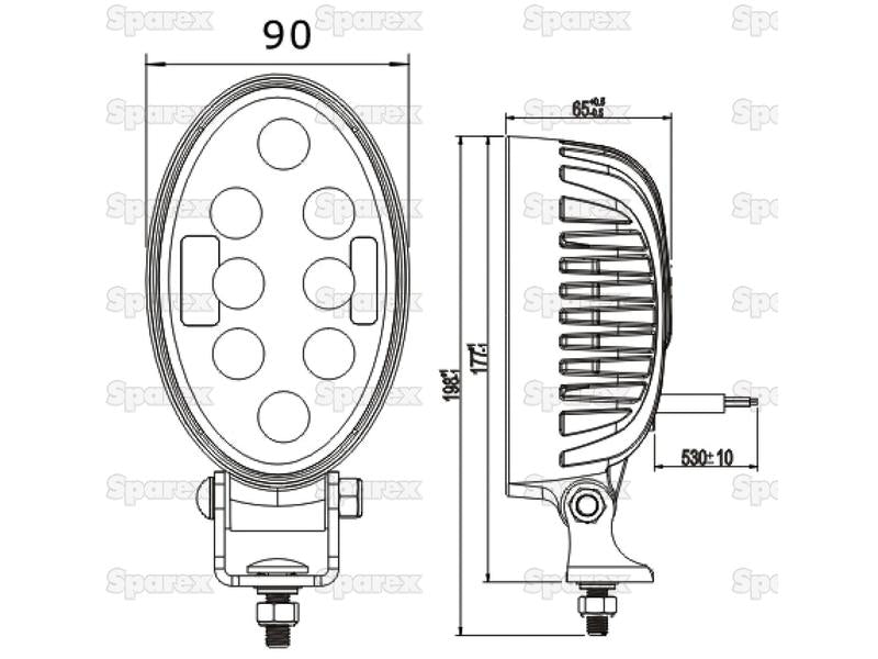 LED Farol de trabalho, CISPR 25: Class 3, 2400 Lumens, 10-30V (S.112529)