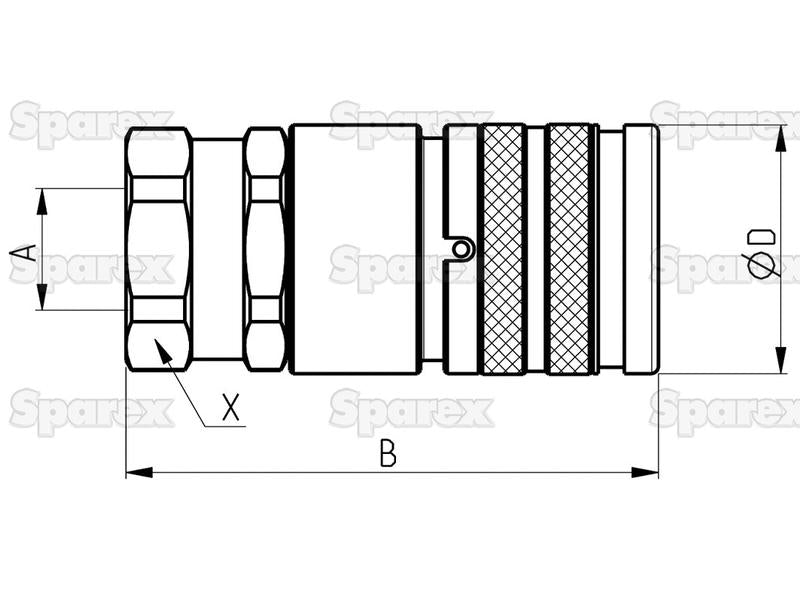 Valvula fêmea plana 1/4'' Tamanho corpo x 1/4'' BSP Rosca Fêmea (S.112681)