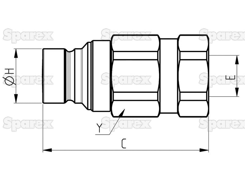 Valvula macho plana 1/4'' Tamanho corpo x 1/4'' BSP Rosca Fêmea (S.112682)