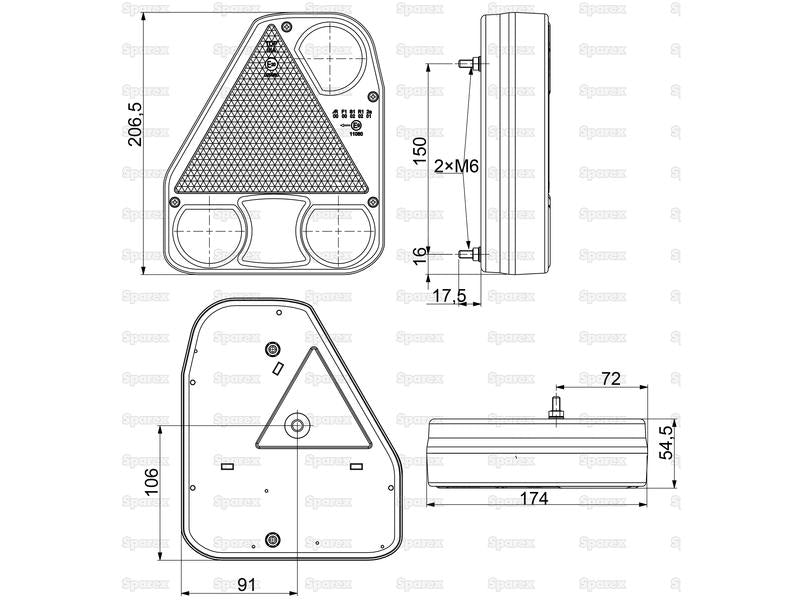 LED Farolim, Funções: 4, Travão / Traseiro / Pisca / Nevoeiro, Esquerdo, 12-24V (S.113373)