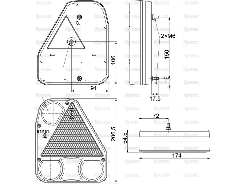 LED Farolim, Funções: 4, Travão / Traseiro / Pisca / Presença, Direito, 12-24V (S.113374)