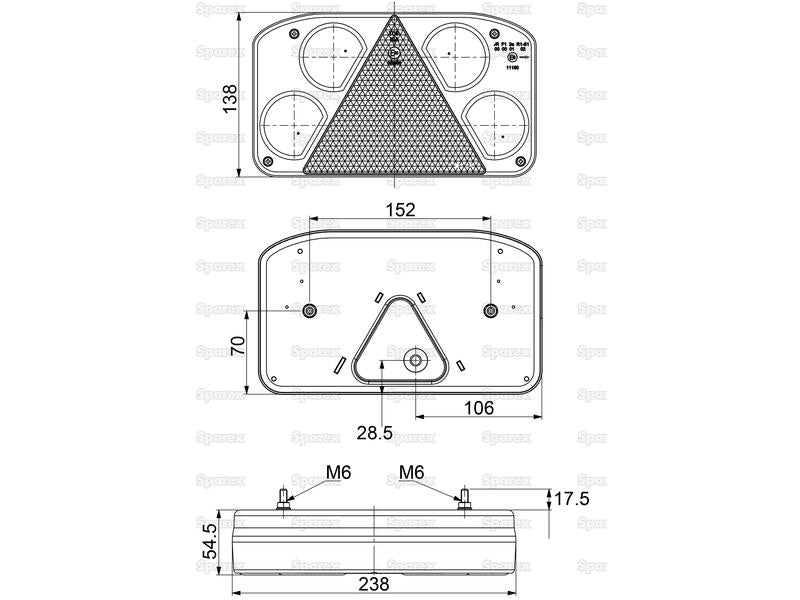 LED Farolim, Funções: 5, Travão / Traseiro / Pisca / Nevoeiro / Presença, Direito, 12-24V (S.113377)