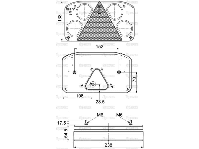 LED Farolim, Funções: 5, Travão / Traseiro / Pisca / Nevoeiro / Presença, Esquerdo, 12-24V (S.113378)