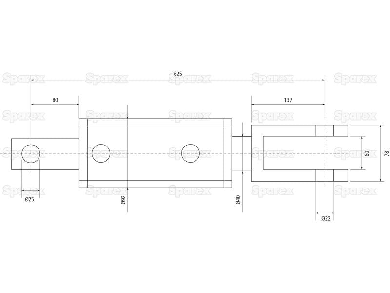 Braço Hidraulico (Fornecido com: Mangueiras), Comprimento minimo: 625mm, Diametro interno Cilindro: 80mm. (S.113941)