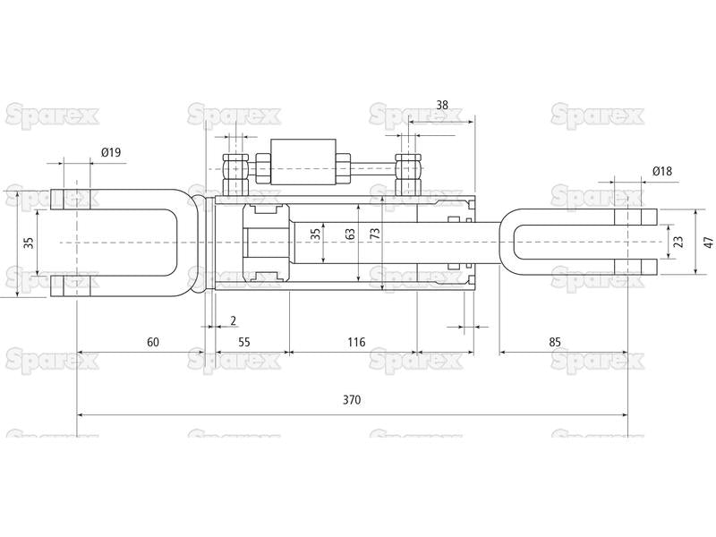 Braço Hidraulico (Fornecido com: Mangueiras), Comprimento minimo: 370mm, Diametro interno Cilindro: 63mm. (S.113943)