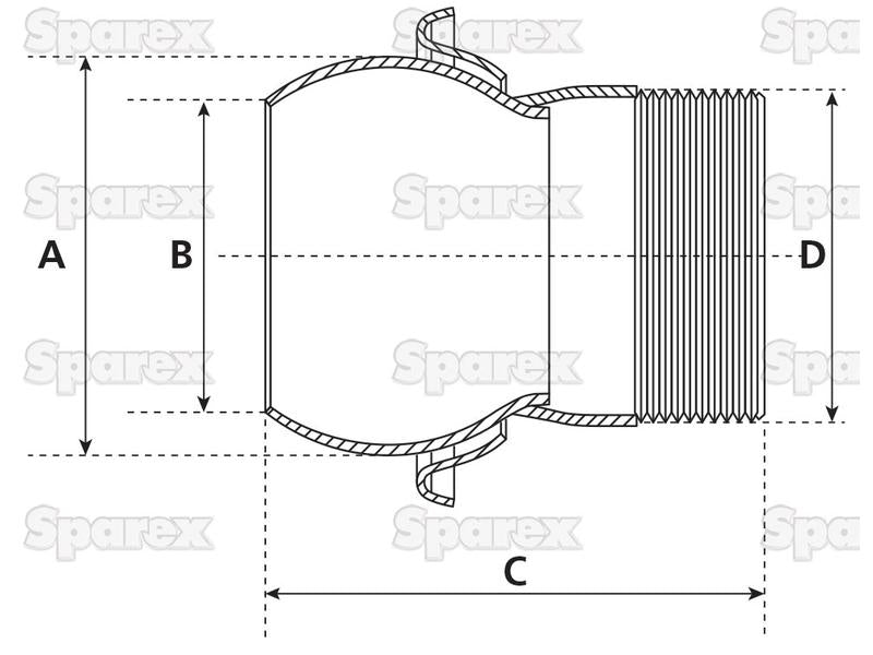 Acoplamento roscada - Macho 4'' (100mm) x 4'''' (galvanizado) (S.115063)