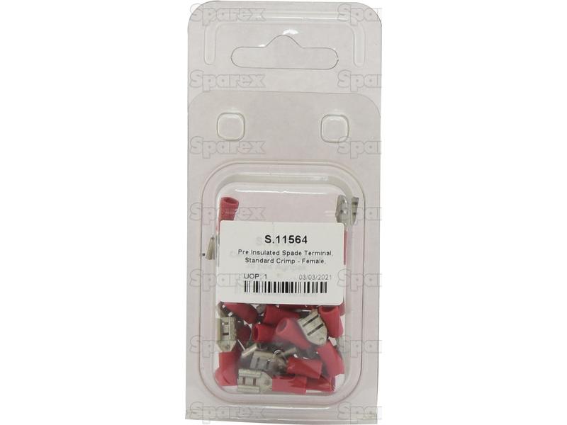 Terminal, Aperto Standard - Fêmea, 6.3mm, Vermelho (0.5 - 1.5mm) (Agripak 25 un) (S.11564)