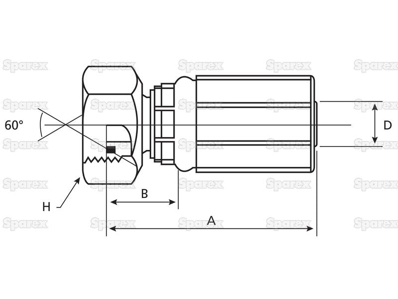 Gates BSP 60° Racord 5/16'' x 3/8'' x 19'' Fêmea Straight Swivel (S.116119)