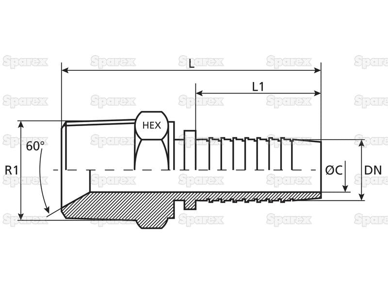 Dicsa BSPT Racord 3/8'' x 1/2'' Rosca Macho Direita (S.116676)