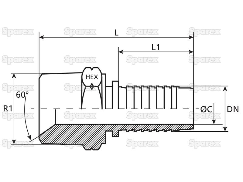 Dicsa NPT Racord 5/8'' x 3/4'' Rosca Macho Direita (S.116695)