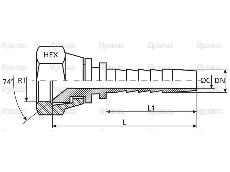 Dicsa JIC 37° Racord 5/16'' x 1/2'' Rosca Fêmea Straight Swivel (S.116722)